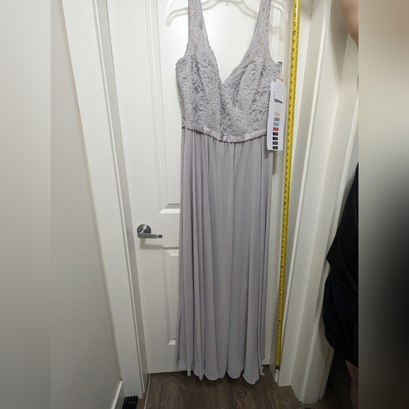 New MORI LEE Style 714 Silver Grey Color Lace Chiffon Evening Dress - Us size 20 - Picture 2 of 11